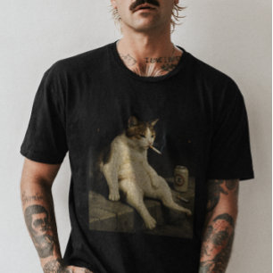 Camiseta Gatinho de Cigarro Meme Divertido de Gato Fumando
