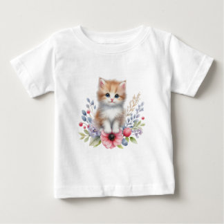 Camiseta Gatinho de cor d'água cúbica T curto