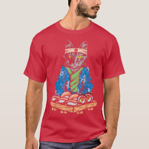 Camiseta Gatinho de Cultura Japonês para Sushi Lady Gata Lo