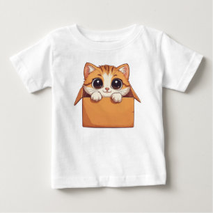 Camiseta Gatinho de Desenho Adorável Com Olhos Grandes