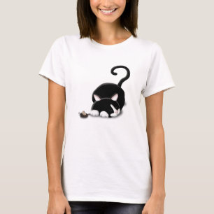 Camiseta Gatinho de desenho animado com mouse de brinquedo