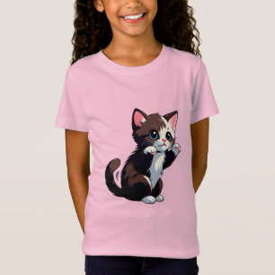 Camiseta Gatinho de Desenho Animado Divertido