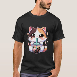 Camiseta Gatinho de Gato de Animo Kawaii Japonês Boba Bubbl