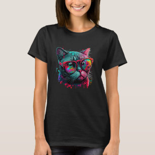Camiseta Gatinho de gato fofo Gato colorido Papai gato Mamã