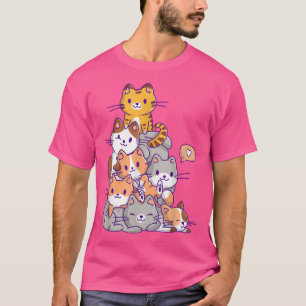 Camiseta Gatinho De Gato Kawaii Cuja Cabra Pile Chibi Wom