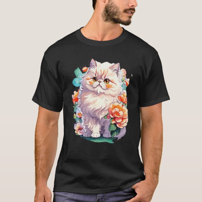 Camiseta Gatinho de gato persa fofo com óculos de sol & Col (Frente)