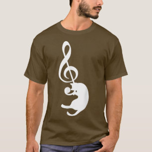 Camiseta Gatinho De Gato Reproduzindo Música Clef Piano Mus