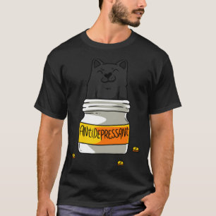 Camiseta Gatinho De Gatos Antidepressivos Prendendo-Se