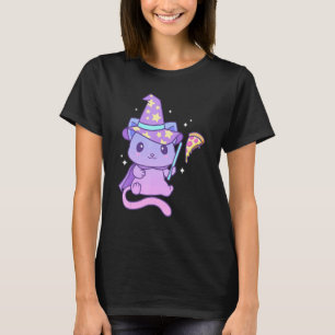 Camiseta Gatinho De Gótico De Pastel Aestético Com Pizza Cu