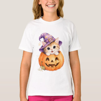 Camiseta Gatinho de Halloween em Abóbora Jack O Lantern Men