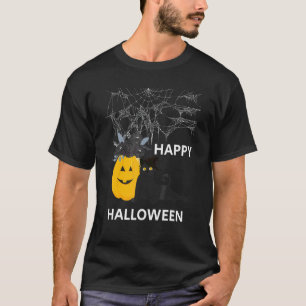 Camiseta Gatinho de Halloween Gato Preto Chapéu de Bruxa Ab