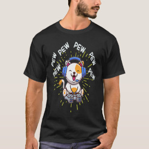 Camiseta Gatinho de Jogos Pew Pew Video Game Console de Jog