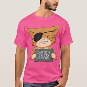 Camiseta Gatinho De Mugshot De Gângster De Gato Mau Para Pe