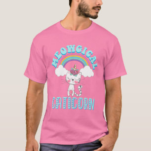 Camiseta Gatinho de Mulheres de Caticorn T Cat Unicorn Rapa