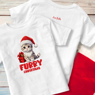 Camiseta Gatinho de Natal fofo com Nome