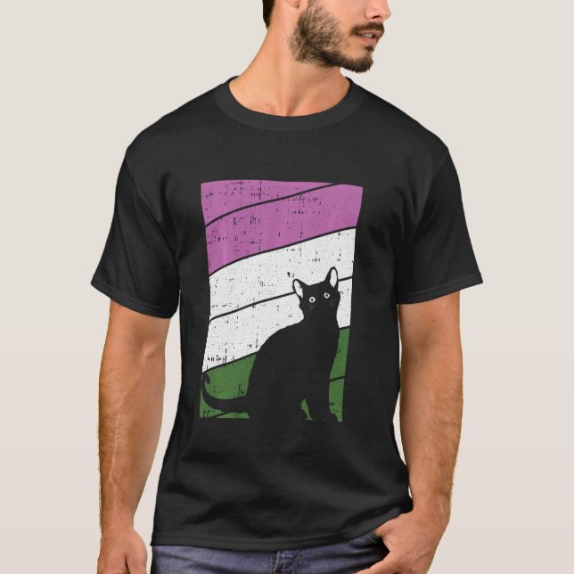 Camiseta Gatinho de Orgulho da Fila de Gênero de Gato Preto (Frente)