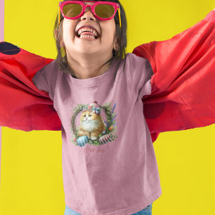Camiseta Gatinho de Páscoa em uma Grinalda