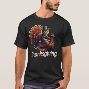 Camiseta Gatinho de Peregrino "Feliz Ação de Graças"