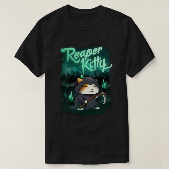Camiseta Gatinho de Receptores Halloween Grim (Frente do Design)