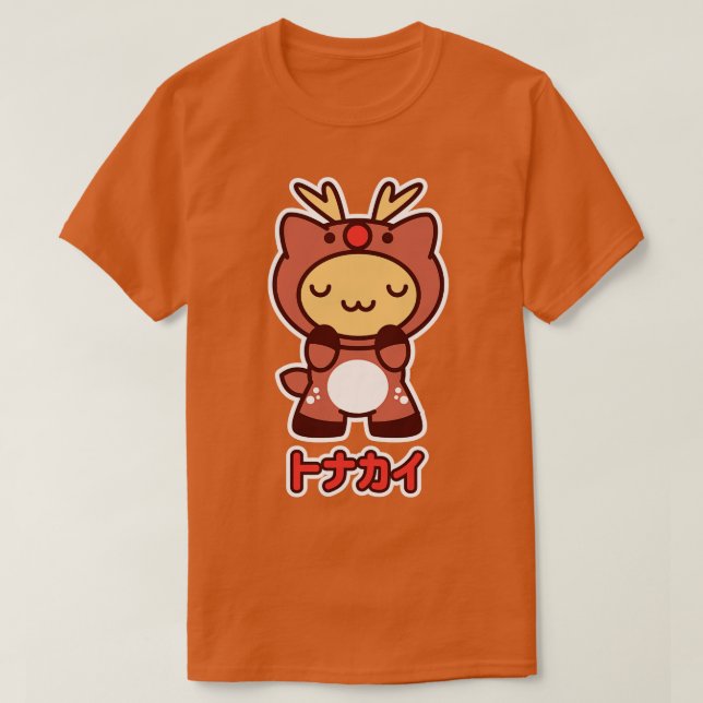 Camiseta Gatinho de Reindeer Kawaii (Frente do Design)