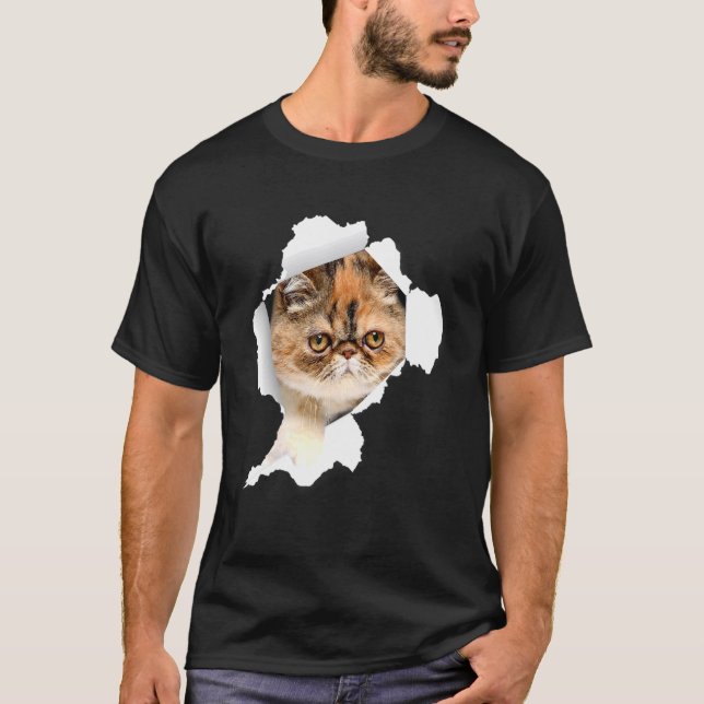 Camiseta Gatinho de Roupa Torto de Cata Curta 1 (Frente)
