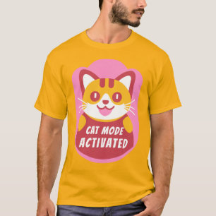 Camiseta Gatinho de Tabuleiro Laranja ou Amarelo com Texto 