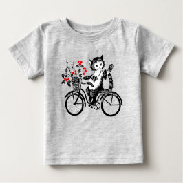 Camiseta Gatinho De Vintage Que Faz Uma Bicicleta