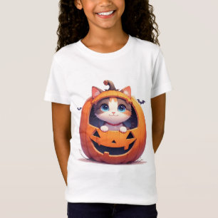 Camiseta Gatinho Dentro da Abóbora de Halloween 🎃