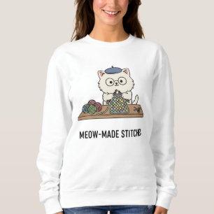 Camiseta Gatinho Divertido Tricotando Pontos Coloridos Gráf