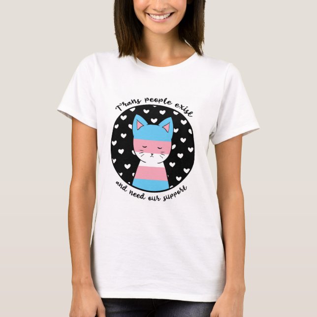 Camiseta Gatinho do apoio do Transgender (Frente)