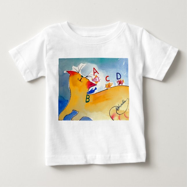 Camiseta gatinho e alfabeto (Frente)