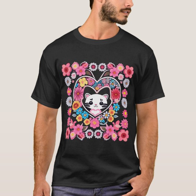 Camiseta Gatinho E Flores Cutis (Frente)