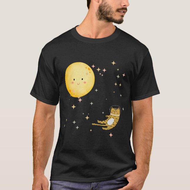 Camiseta Gatinho e lua adormecidos (Frente)