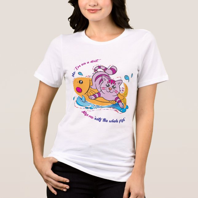 Camiseta Gatinho E Peixe (Frente)