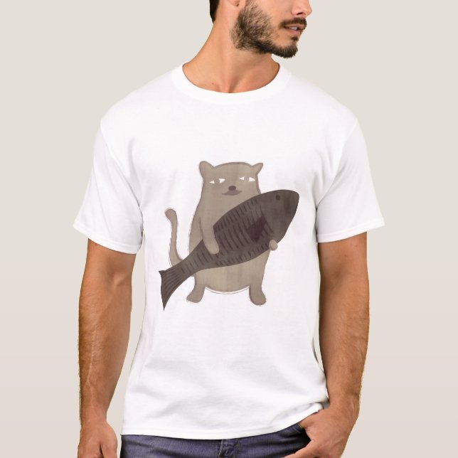Camiseta Gatinho e seus peixes (Frente)
