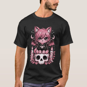 Camiseta Gatinho Emo Morcego Pastel Goth Gótico Garota Esqu