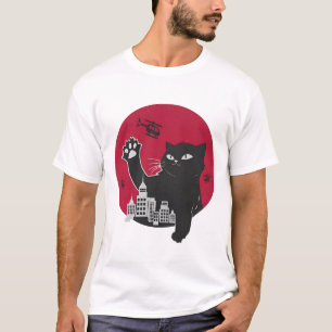 Camiseta Gatinho Engraçado Zilla Gato Preto Gigante Godzill