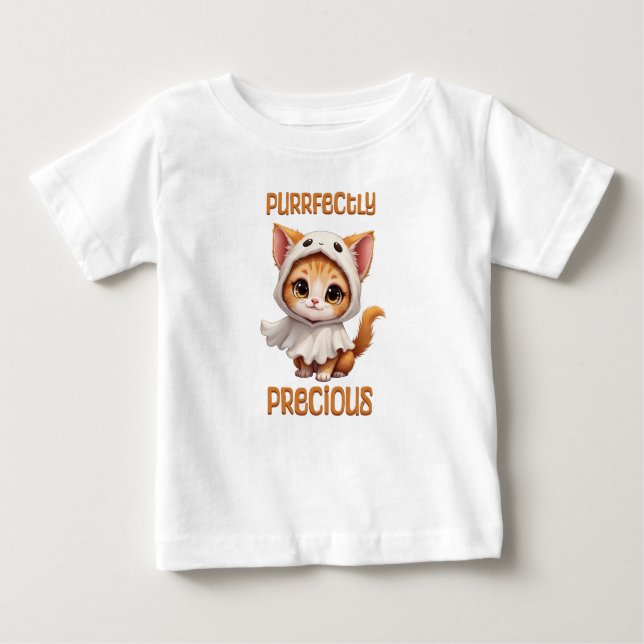 Camiseta Gatinho Fantasma Adorável de Precioso Puramente (Frente)