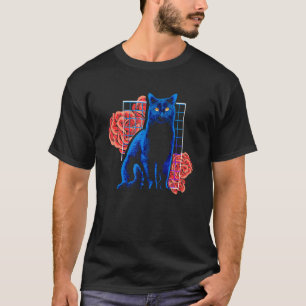 Camiseta Gatinho-Flor-Negro Pets Proprietário de Gatos