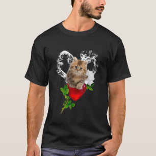 Camiseta Gatinho Fofinho Rosa Flor Fumando Coração Pedra Pr