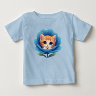 Camiseta Gatinho Fofo Aninhado em uma Flor em Flor