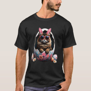 Camiseta Gatinho Fofo de Páscoa Família Cristã Alegre Domin
