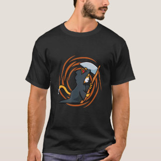 Camiseta Gatinho Fofo do Halloween Ceifador Meninos Homens