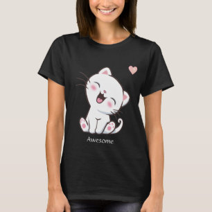 Camiseta Gatinho Fofo e Coração