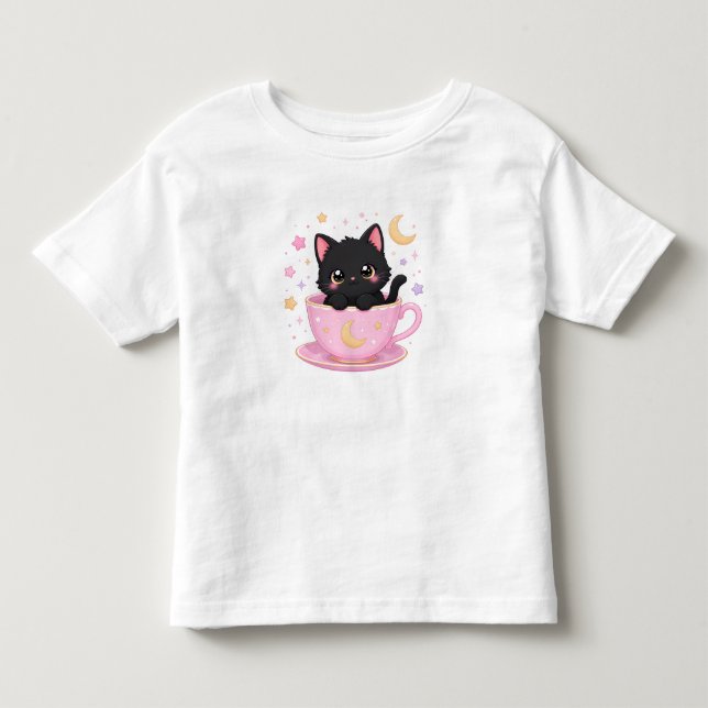 Camiseta gatinho fofo em xícara (Frente)