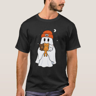 Camiseta Gatinho Fofo Fantasma Touca de Malha Halloween Mam
