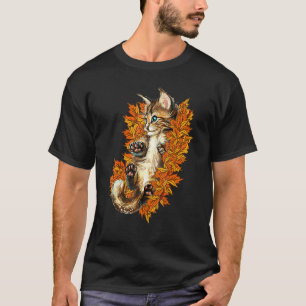 Camiseta Gatinho Fofo Gato Animal Outono Folhas de Outono G