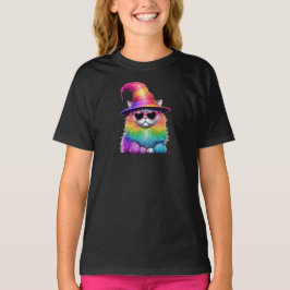 Camiseta Gatinho Fofo Halloween Bruxa Crianças
