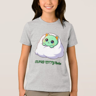 Camiseta Gatinho Fofo Kawaii de Menta na Nuvem