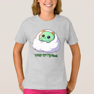 Camiseta Gatinho Fofo Kawaii de Menta na Nuvem